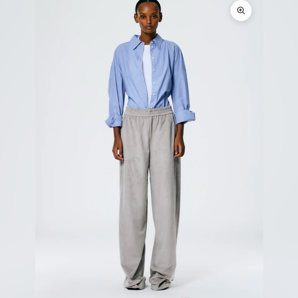 Tibi Ultrasuede Wide Leg Pull On Pant